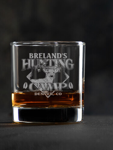 Deer Hunting Camp Clear Rocks Glass - Engraved (single)