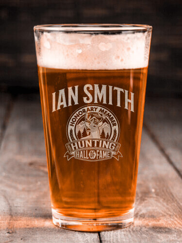 Deer Hunting Hall Of Fame Clear Pint Glass - Engraved (single)