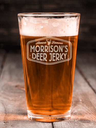 Deer Jerky Clear Pint Glass - Engraved (single)