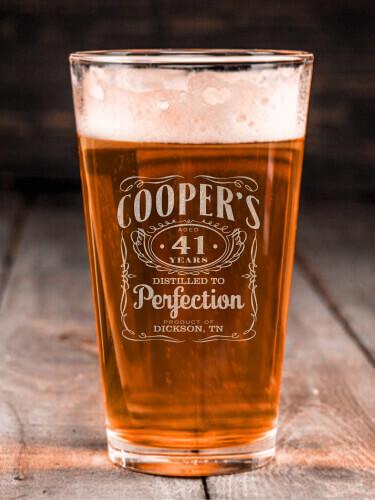 Distilled to Perfection Clear Pint Glass - Engraved (single)