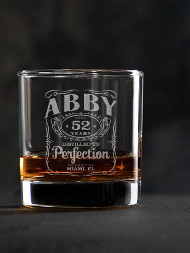 Distilled to Perfection Clear Rocks Glass - Engraved (single)
