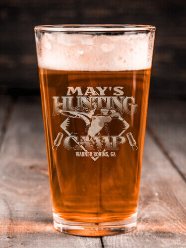 Duck Hunting Camp Clear Pint Glass - Engraved (single)