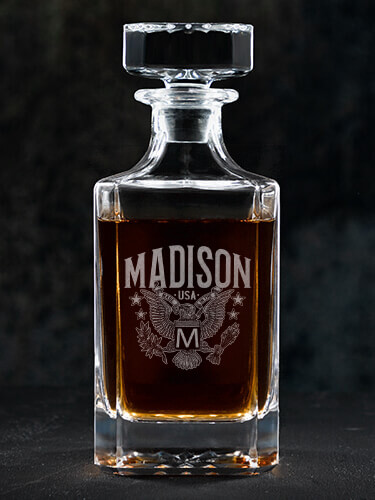 Eagle Monogram Clear Whiskey Decanter - Engraved