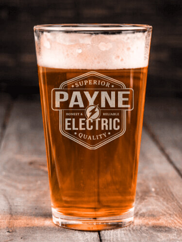 Electric Clear Pint Glass - Engraved (single)