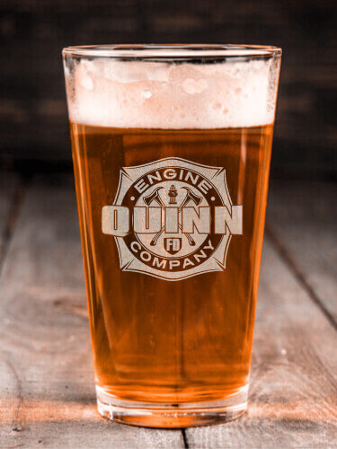 Engine Company Clear Pint Glass - Engraved (single)