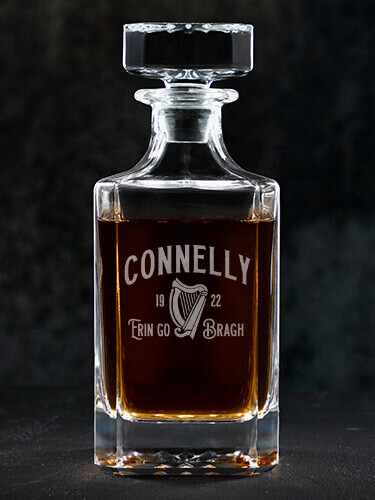 Erin Go Bragh Clear Whiskey Decanter - Engraved