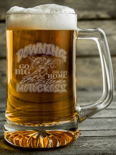 Extreme Motocross Clear Beer Mug - Engraved