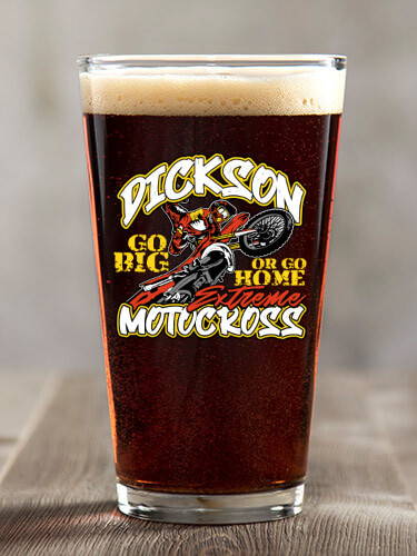 Extreme Motocross Clear Pint Glass - Color Printed (single)