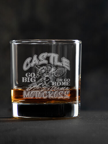 Extreme Motocross Clear Rocks Glass - Engraved (single)