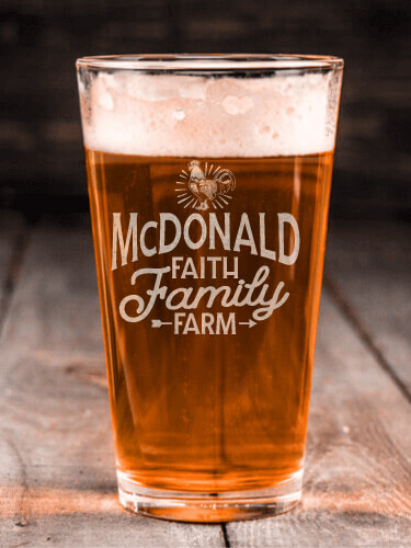 Faith Family Farm Clear Pint Glass - Engraved (single)