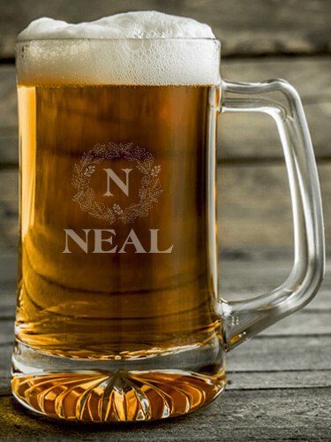 Fall Monogram Clear Beer Mug - Engraved