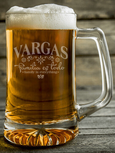 Familia es Todo Clear Beer Mug - Engraved