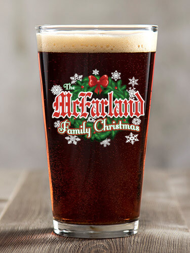 Family Christmas Clear Pint Glass - Color Printed (single)