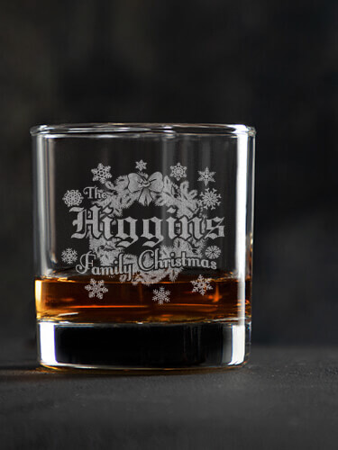 Family Christmas Clear Rocks Glass - Engraved (single)