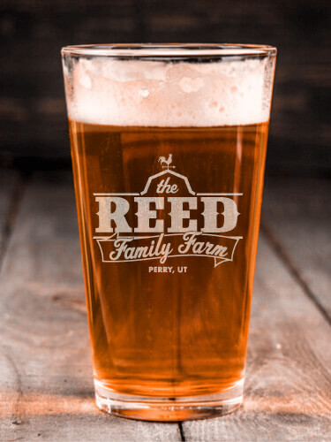 Family Farm Clear Pint Glass - Engraved (single)