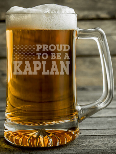 Family Flag Clear Beer Mug - Engraved