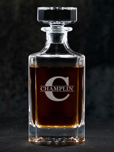 Family Monogram Clear Whiskey Decanter - Engraved