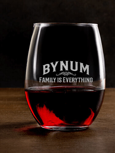 Family Clear Stemless Wine Glass - Engraved (single)