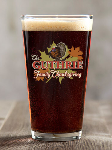 Family Thanksgiving Clear Pint Glass - Color Printed (single)