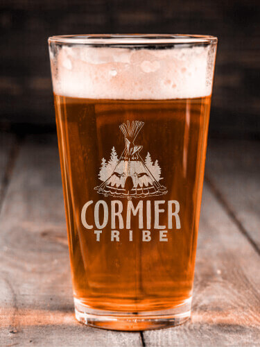 Family Tribe Clear Pint Glass - Engraved (single)