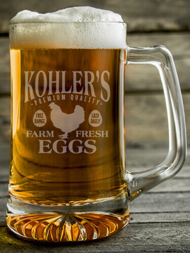 Farm Fresh Eggs Clear Beer Mug - Engraved