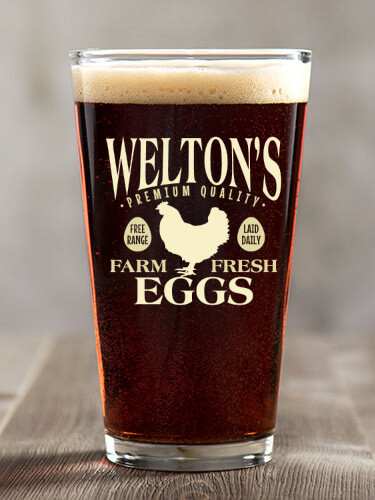 Farm Fresh Eggs Clear Pint Glass - Color Printed (single)