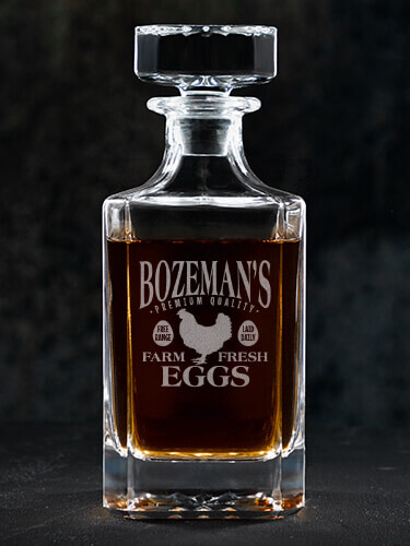 Farm Fresh Eggs Clear Whiskey Decanter - Engraved