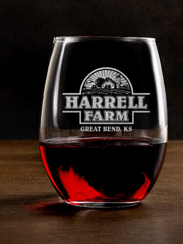 Farm Clear Stemless Wine Glass - Engraved (single)