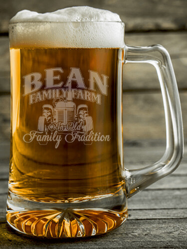 Farming Family Tradition Clear Beer Mug - Engraved