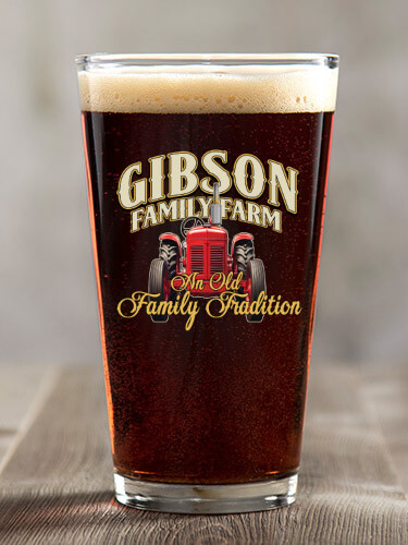 Farming Family Tradition Clear Pint Glass - Color Printed (single)