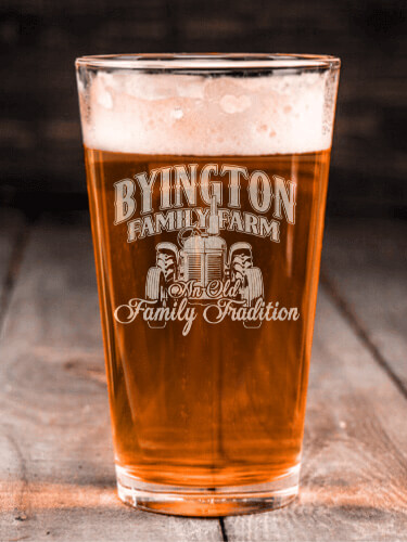 Farming Family Tradition Clear Pint Glass - Engraved (single)