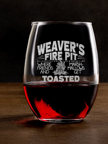 Fire Pit Clear Stemless Wine Glass - Engraved (single)