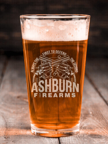 Firearms Clear Pint Glass - Engraved (single)