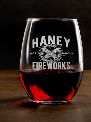 Fireworks Clear Stemless Wine Glass - Engraved (single)