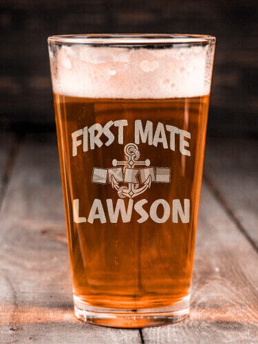 First Mate Clear Pint Glass - Engraved (single)