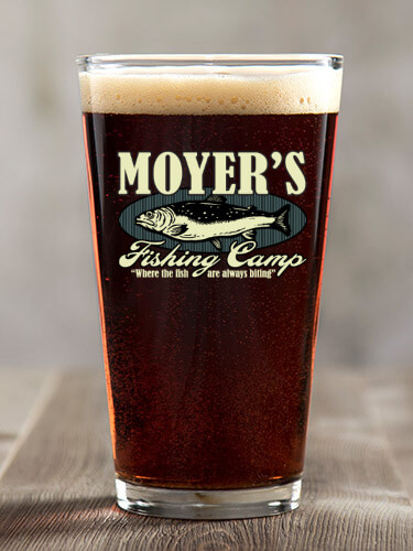 Fishing Camp Clear Pint Glass - Color Printed (single)