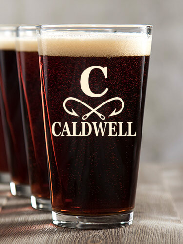 Fishing Monogram Clear Pint Glass - Color Printed (set of 4)