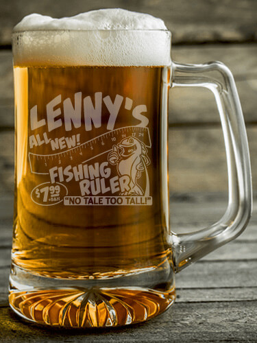 Fishing Ruler Clear Beer Mug - Engraved