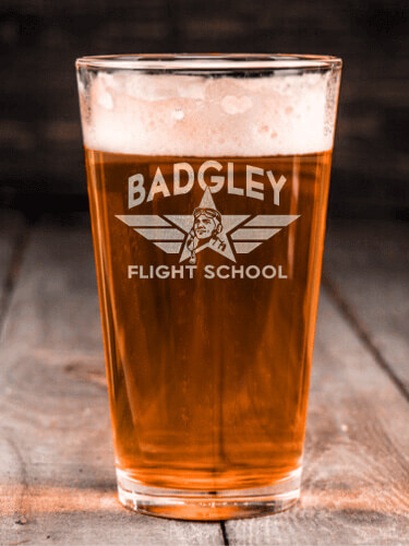 Flight School Clear Pint Glass - Engraved (single)