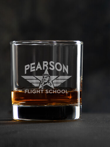 Flight School Clear Rocks Glass - Engraved (single)