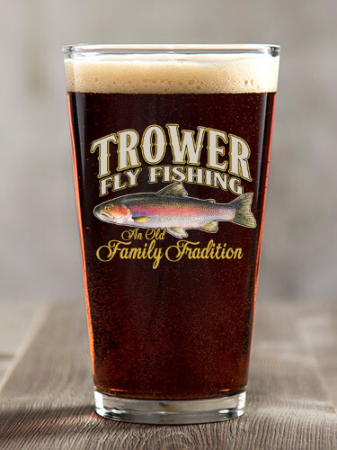 Fly Fishing Family Tradition Clear Pint Glass - Color Printed (single)
