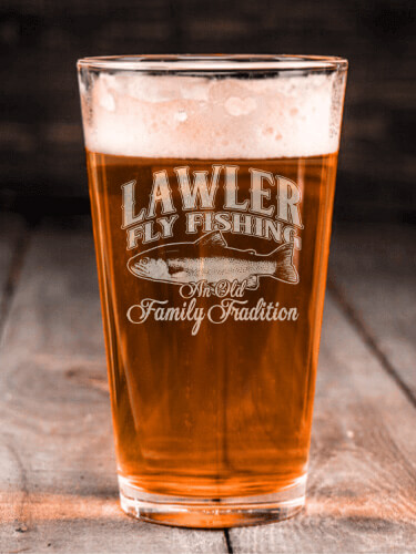 Fly Fishing Family Tradition Clear Pint Glass - Engraved (single)