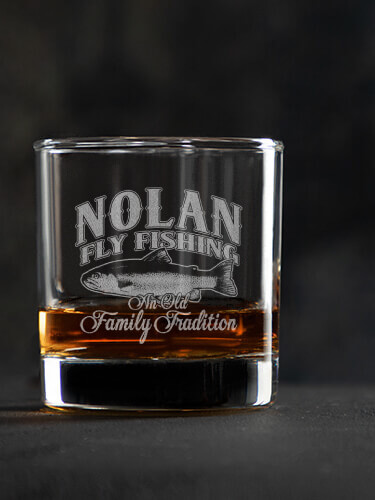 Fly Fishing Family Tradition Clear Rocks Glass - Engraved (single)