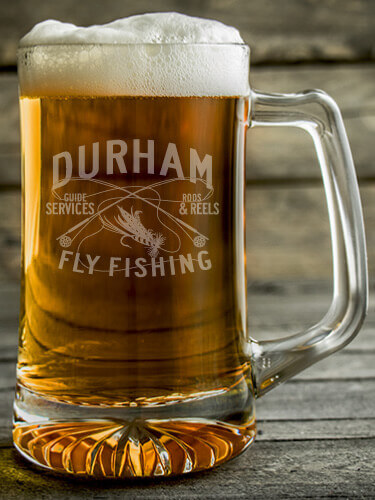 Fly Fishing Guide Clear Beer Mug - Engraved
