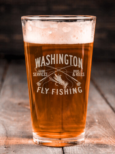 Fly Fishing Guide Clear Pint Glass - Engraved (single)