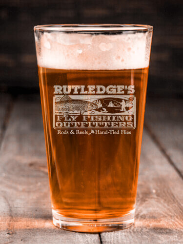 Fly Fishing Clear Pint Glass - Engraved (single)