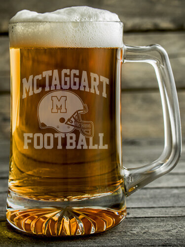 Football Helmet Clear Beer Mug - Engraved