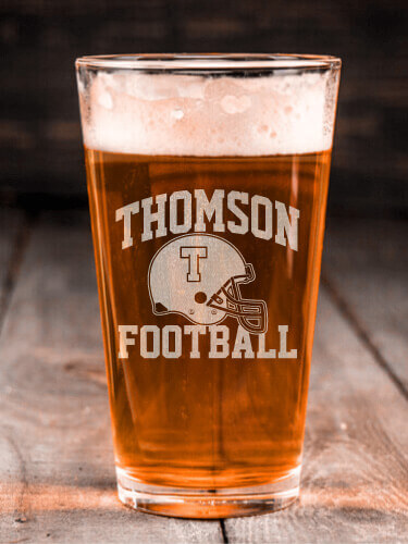 Football Helmet Clear Pint Glass - Engraved (single)