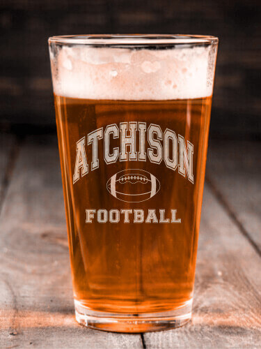 Football Clear Pint Glass - Engraved (single)