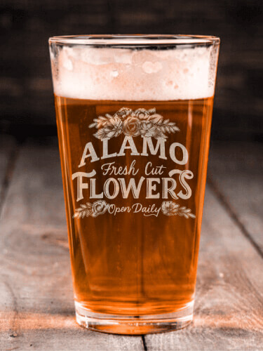 Fresh Cut Flowers Clear Pint Glass - Engraved (single)